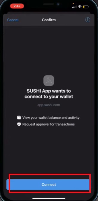 اتصال به کیف پول